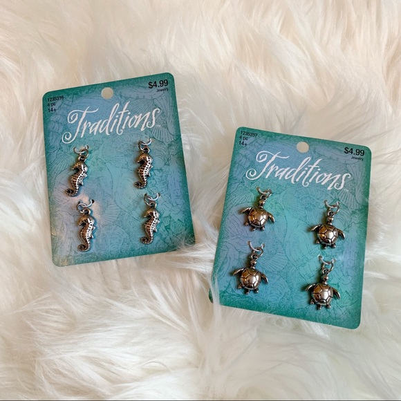 Accessories - NWT Traditions Nautical Sea Life Turtle & Seahorse Jewelry Charm Packs Silver